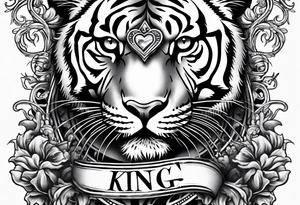 King tiger Hour glass with Brain and heart inside arm sleeve tattoo idea