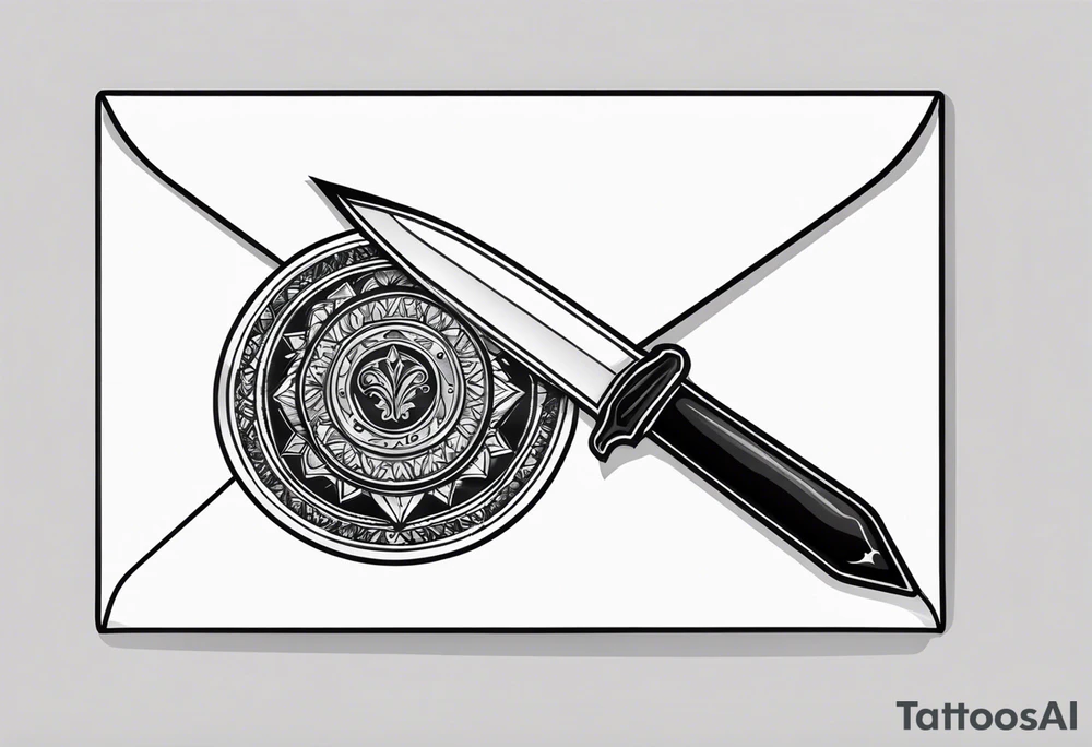 envelope with wax stamp with letter opener on top tattoo idea
