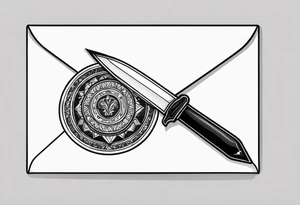 envelope with wax stamp with letter opener on top tattoo idea