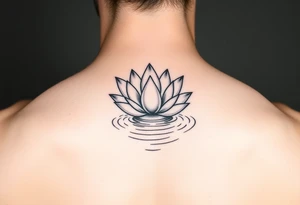 serene lotus flower emerging from sacred waters with ripples tattoo idea