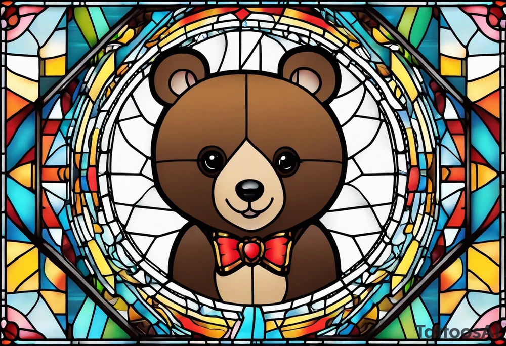 Teddy bear stain glass tattoo idea