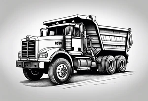 Realistic tattoo of a Dump truck on a forearm tattoo idea
