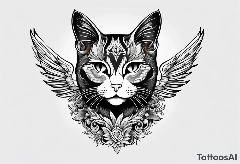 a cat with wings wearing google tattoo idea
