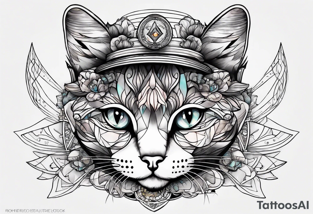 Third eye cat mushrooms tattoo idea