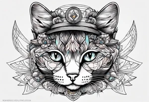 Third eye cat mushrooms tattoo idea