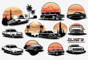 Car infront of sunset tattoo idea