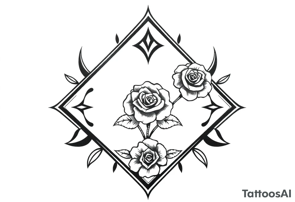 Small Roses filing the inside of an elongated diamond shape tattoo idea