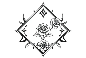 Small Roses filing the inside of an elongated diamond shape tattoo idea