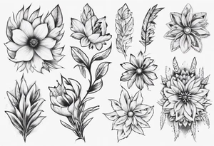 indigenous flowers thigh piece tattoo idea