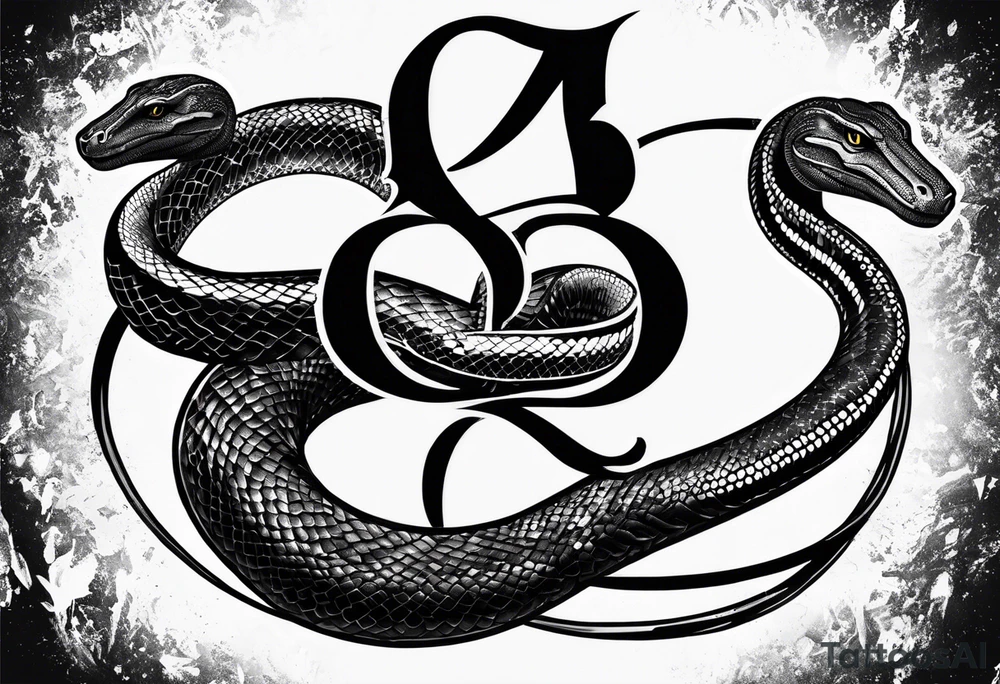 Kobe Logo with black mamba snake wrapped around tattoo idea