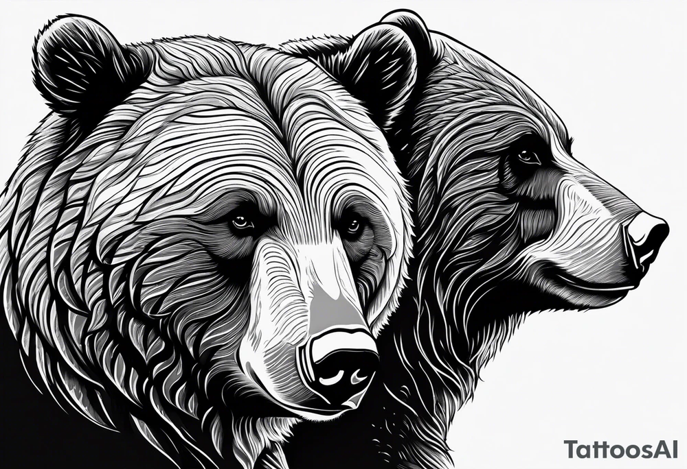 mother bear with cub facing each other looking at each other tattoo idea