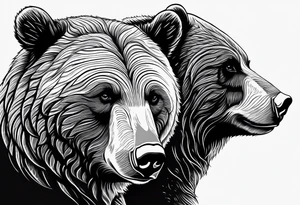 mother bear with cub facing each other looking at each other tattoo idea