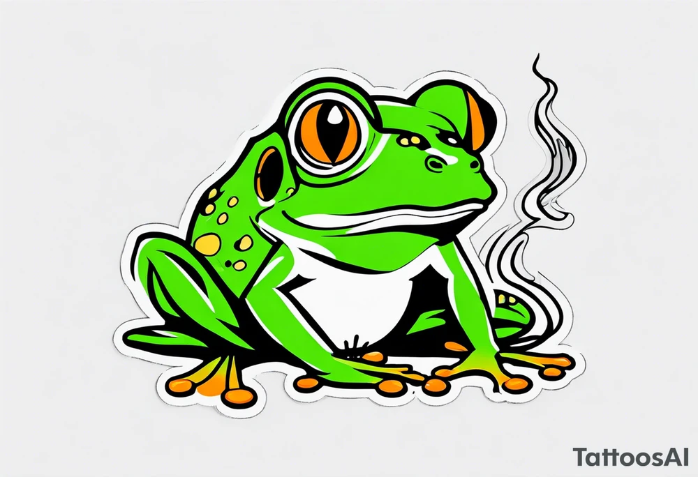 frog smoking a cigarette tattoo idea
