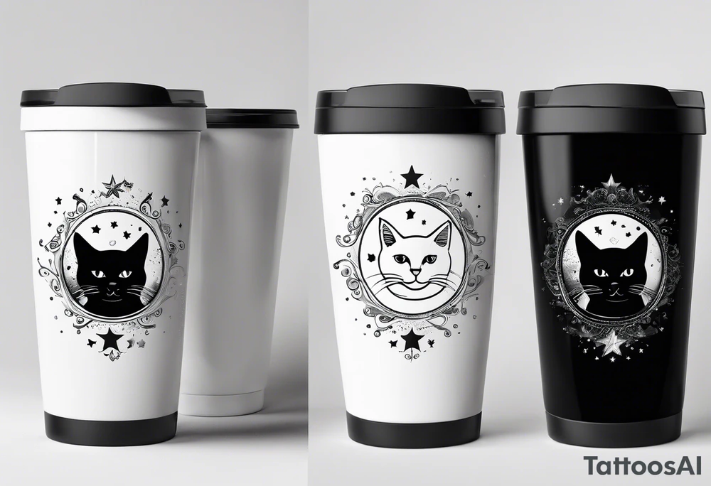 20 oz tumbler banner design, candy, minimalist, spellbound, voodoo, cat, moon, stars, Halloween tattoo idea