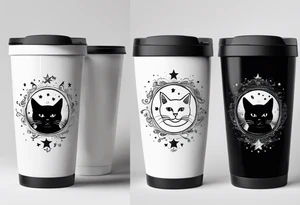 20 oz tumbler banner design, candy, minimalist, spellbound, voodoo, cat, moon, stars, Halloween tattoo idea