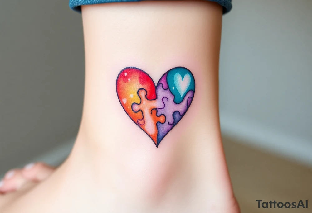 autism heart puzzle shape symbol tattoo idea