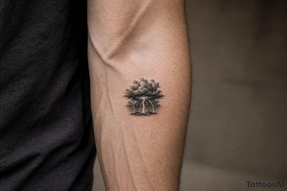 realistic lightning storm tattoo idea