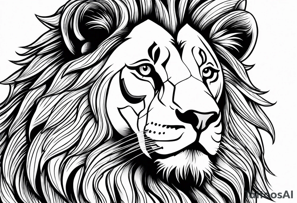 powerful majestic lion, close-up tattoo idea