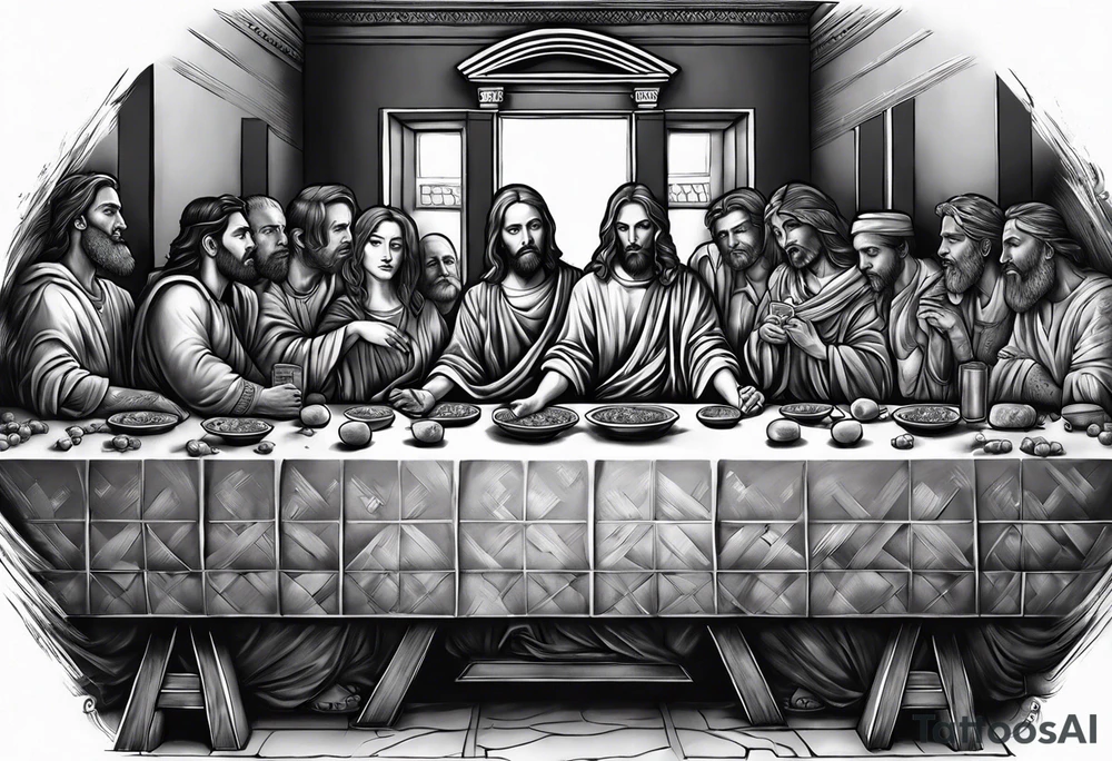 Last supper scene but everyone is a dead tattoo idea