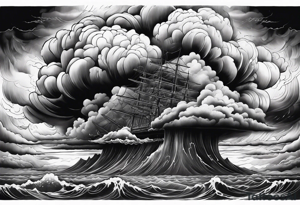 Dark clouds storm clouds destruction tattoo idea