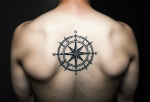 Tattoo with a compass and the constellation of Aquarius to show that the hard road you are traveling will be for the better tattoo idea