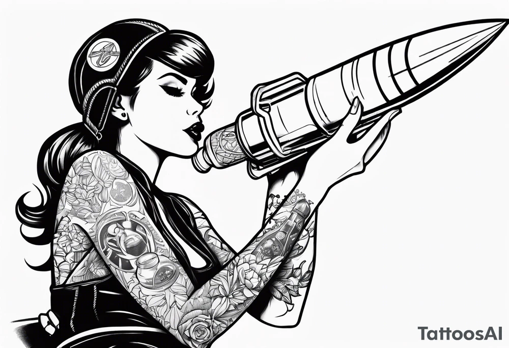 Nuka cola girl sat on rocket drinking nuka cola tattoo idea