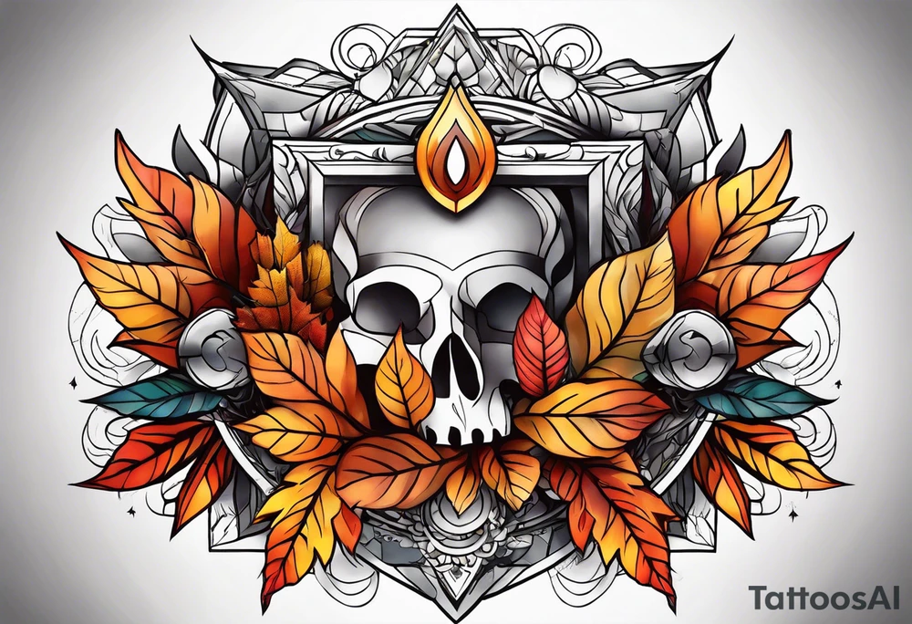thigh tattoo with fall colors tattoo idea