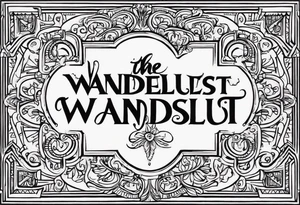 The word “wanderlust” with the initials “jda” in the middle tattoo idea