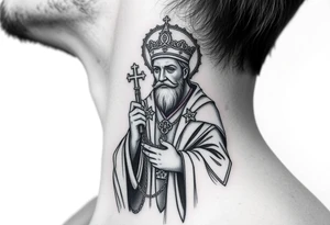 russian christian orthodox saint holding the russian orthodox thurible chains tattoo idea