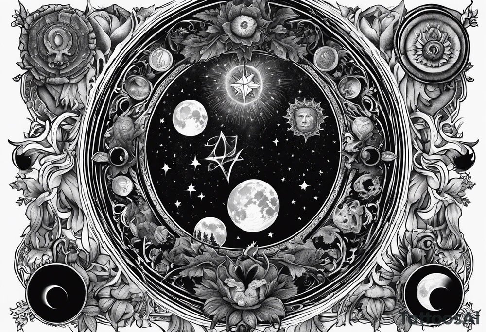 Eldridge horror, astrology scene tattoo idea