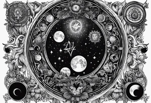 Eldridge horror, astrology scene tattoo idea