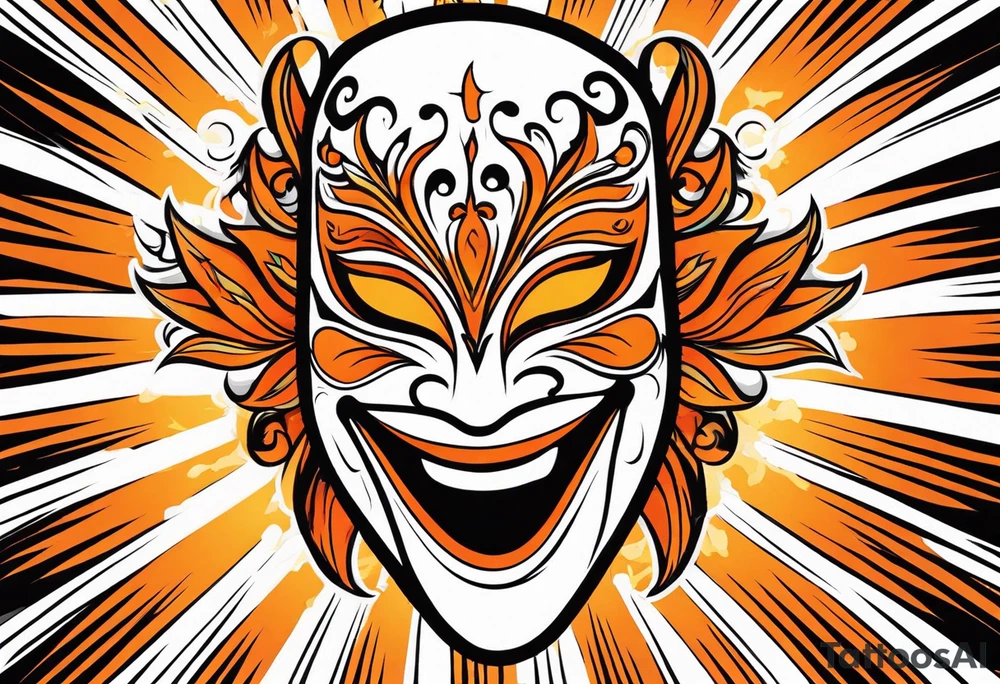 Laughing Male masquerade mask with orange smoke tattoo idea