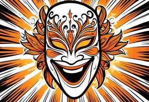 Laughing Male masquerade mask with orange smoke tattoo idea