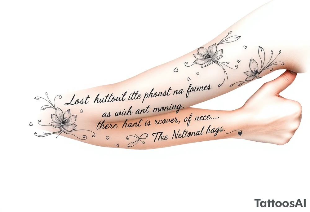 Lost hurt and trying to recover from addiction with quotes in english tattoo idea
