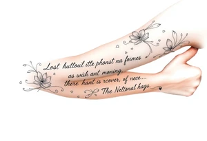 Lost hurt and trying to recover from addiction with quotes in english tattoo idea