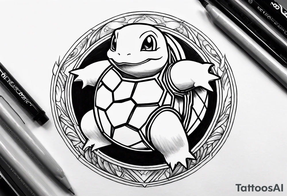 Squirtle inside a pokeball tattoo idea