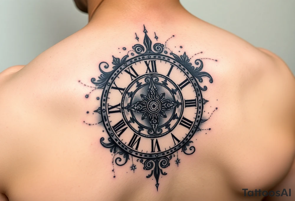 vintage roman numerals within ornate clockwork mechanism tattoo idea