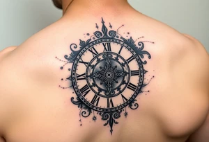vintage roman numerals within ornate clockwork mechanism tattoo idea