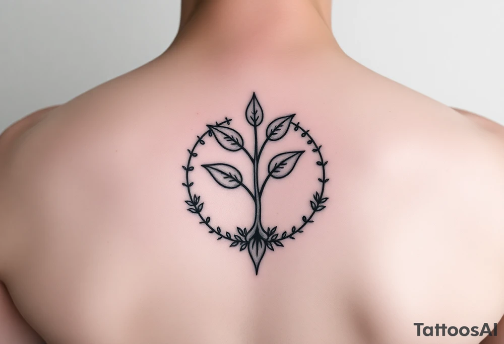 minimalistic sprout tattoo as a cycle that symbolizes that every year we just grow all over again tattoo idea