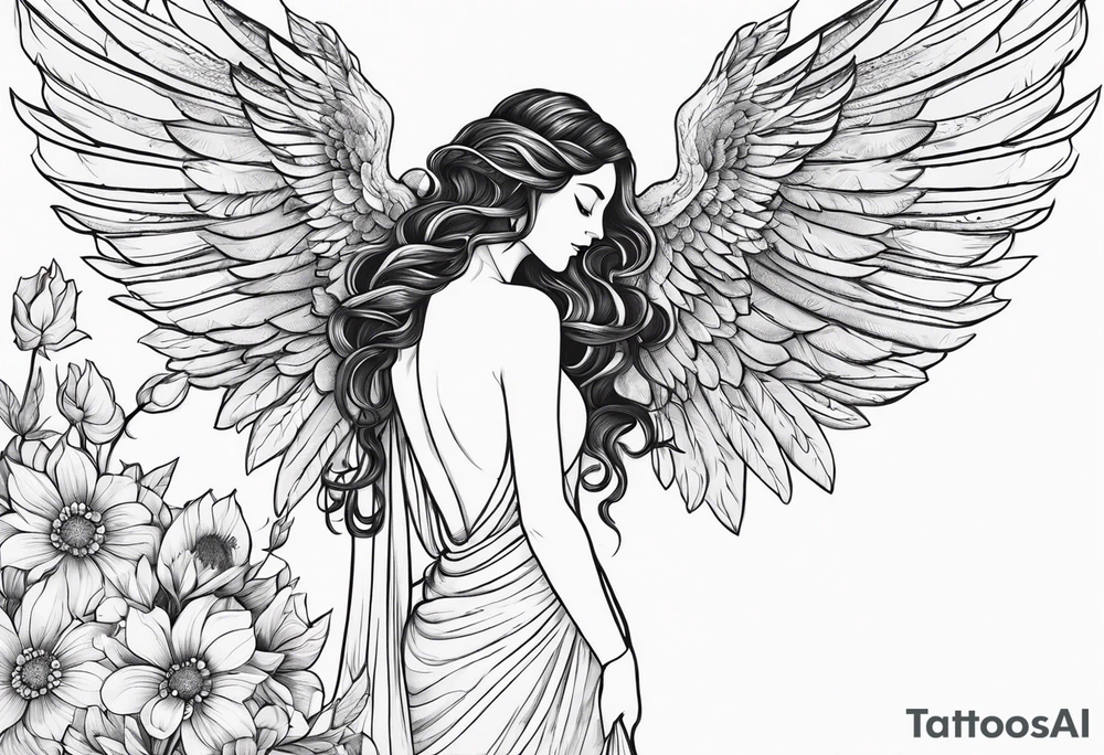 self love, flowers and wings looks like  from ancient greek myth tattoo idea