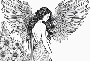 self love, flowers and wings looks like  from ancient greek myth tattoo idea