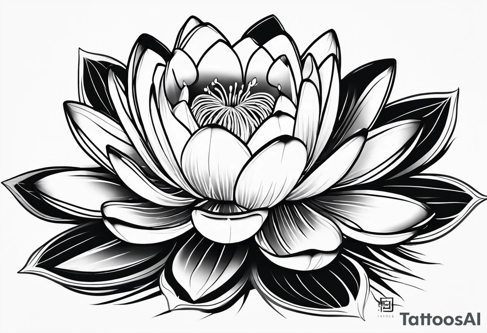 single line water lily tattoo tattoo idea