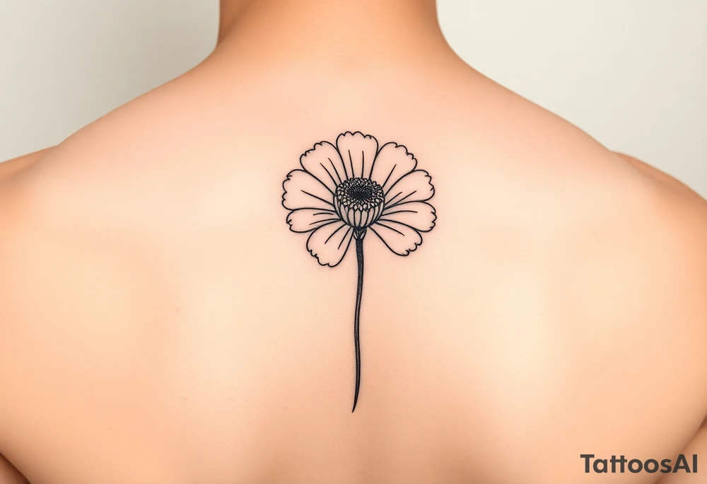 Minimalists marigold flower with g tattoo idea