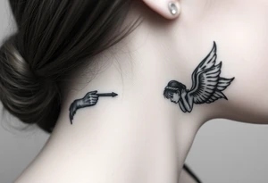 Angel (right) whispering in the right ear, demon (left) whispering in the left ear tattoo idea