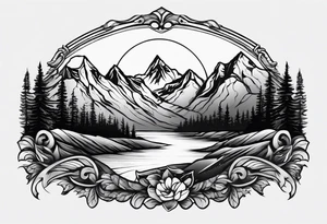 Mountain range on the blade of a chef knife. tattoo idea