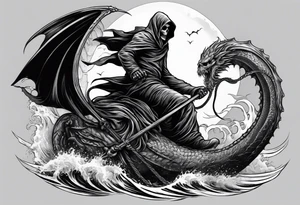 Grim reaper riding a kraken tattoo idea
