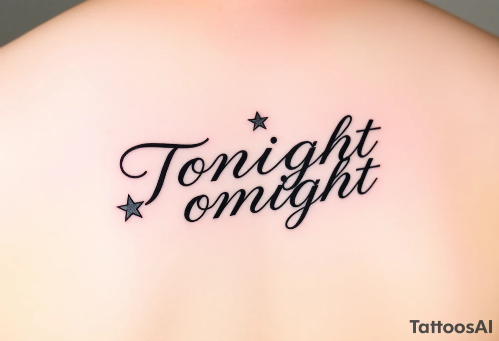The words, Tonight Tonight in cursive with two stars tattoo idea