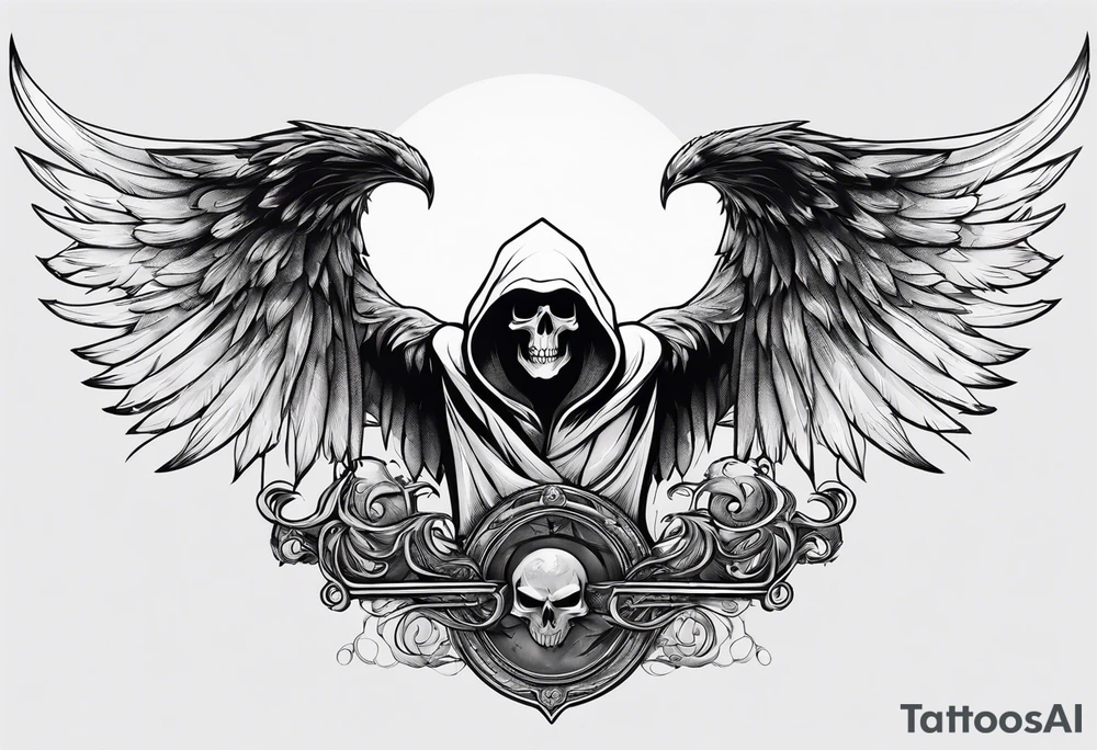 fallen reaper with wings tattoo idea