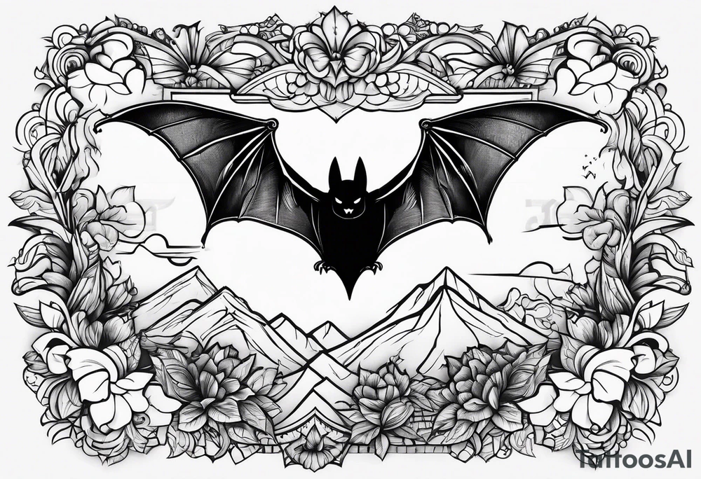 Black bat doodle tattoo idea