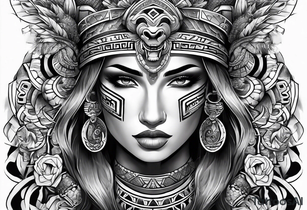 aztec snake sleeve tattoo idea